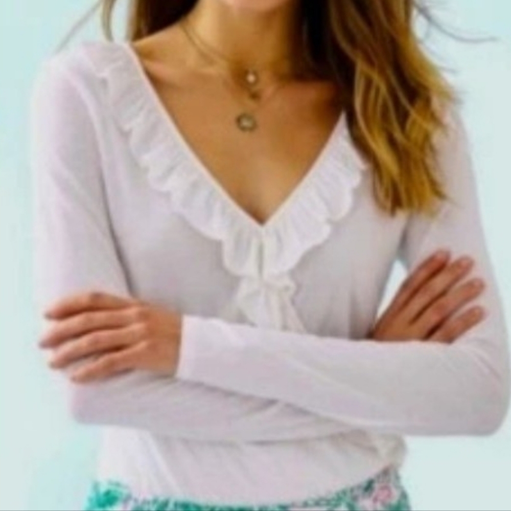 Lilly Pulitzer Loreda Resort White Ruffle top XS